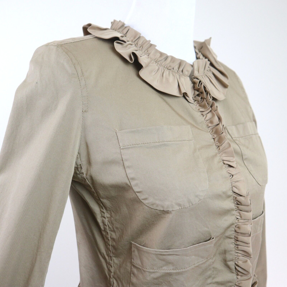J Crew Size 0 Ruffle Chino Jacket Tan Ridge Khaki Tan G7578 *as is* - Picture 8 of 12